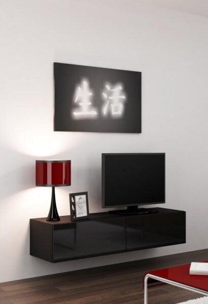 TV spintelė Cama Meble Vigo 140, juoda kaina ir informacija | TV staliukai | pigu.lt