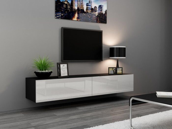 TV spintelė Cama Meble Vigo 180, juoda/balta kaina ir informacija | TV staliukai | pigu.lt