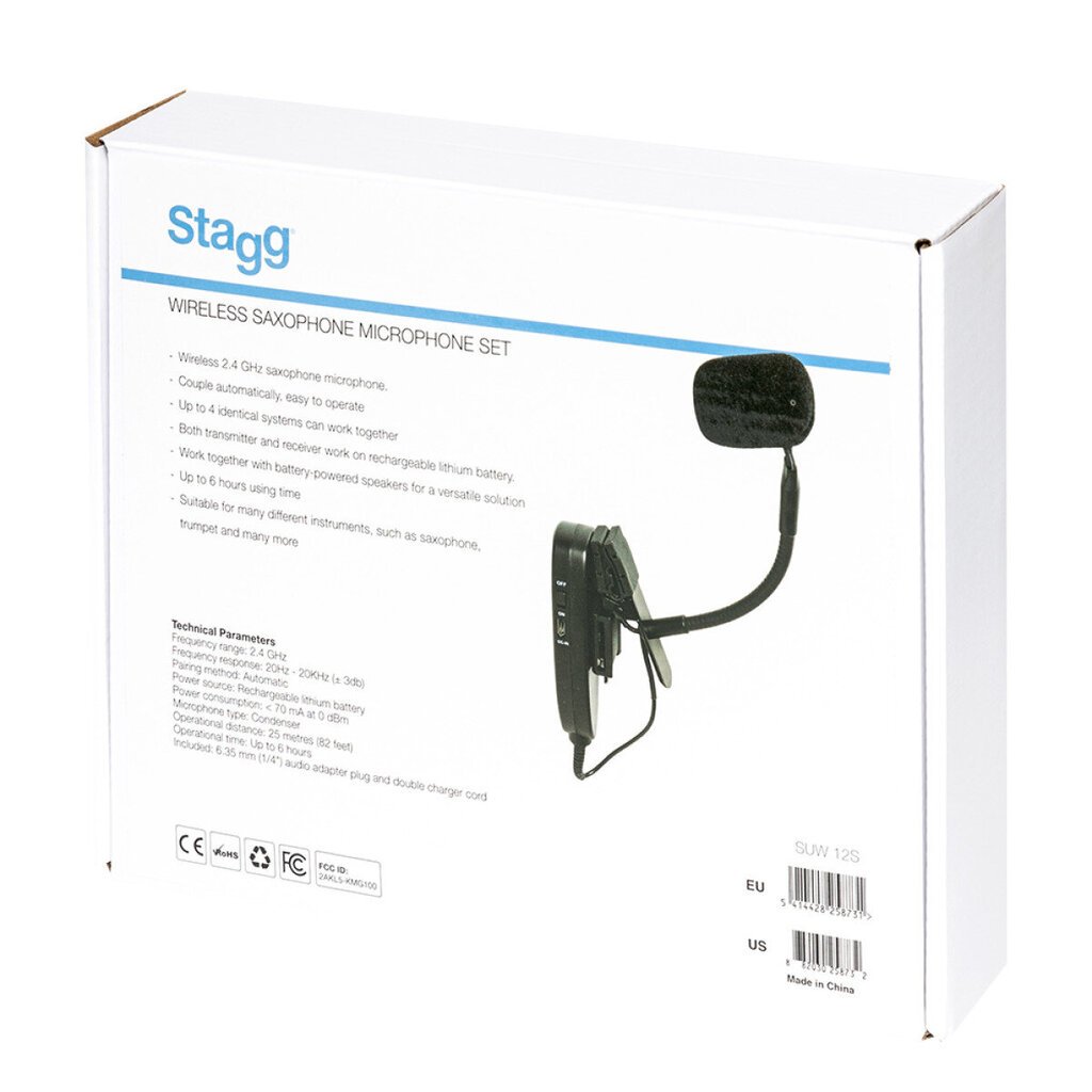 Bevielis mikrofonas su imtuvu saksofonui Stagg SUW 12 S kaina ir informacija | Mikrofonai | pigu.lt