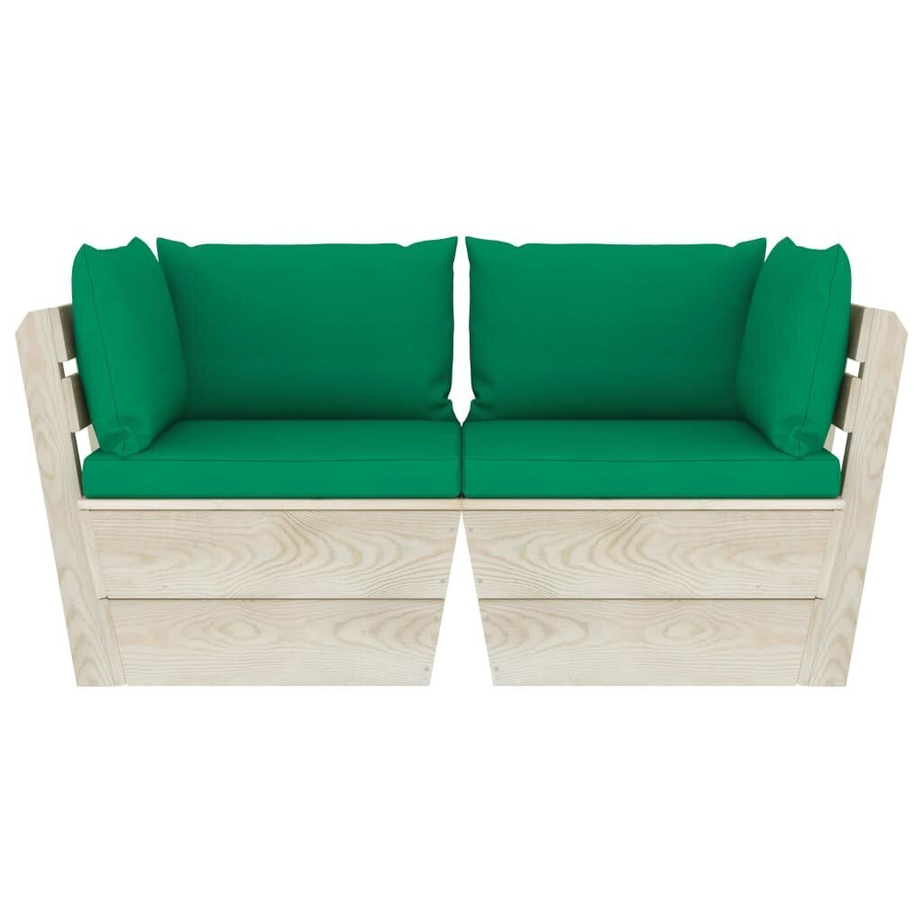 Dvivietė sodo sofa iš palečių su pagalvėlėmis цена и информация | Lauko kėdės, foteliai, pufai | pigu.lt