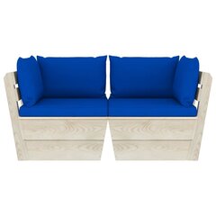 Dvivietė sodo sofa iš palečių su pagalvėlėmis, smėlio spalvos цена и информация | Садовые стулья, кресла, пуфы | pigu.lt