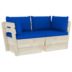 Dvivietė sodo sofa iš palečių su pagalvėlėmis, smėlio spalvos цена и информация | Садовые стулья, кресла, пуфы | pigu.lt