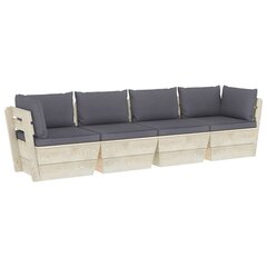 Keturvietė sodo sofa iš palečių su pagalvėlėmis цена и информация | Садовые стулья, кресла, пуфы | pigu.lt