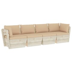 Keturvietė sodo sofa iš palečių su pagalvėlėmis, ruda kaina ir informacija | Lauko kėdės, foteliai, pufai | pigu.lt