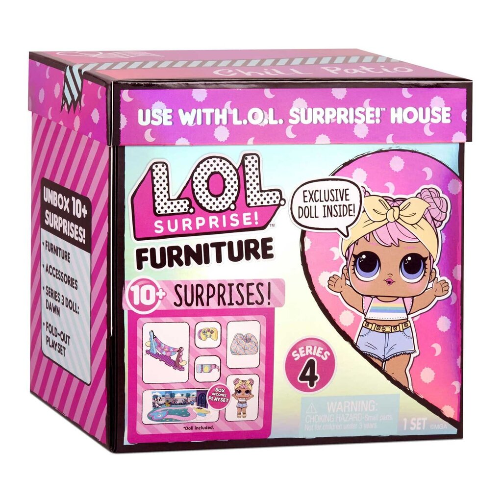 Lėlė su siurprizu L.O.L. Surprise Furniture with Pop - Chill Patio with Dawn - 4 serija цена и информация | Žaislai mergaitėms | pigu.lt