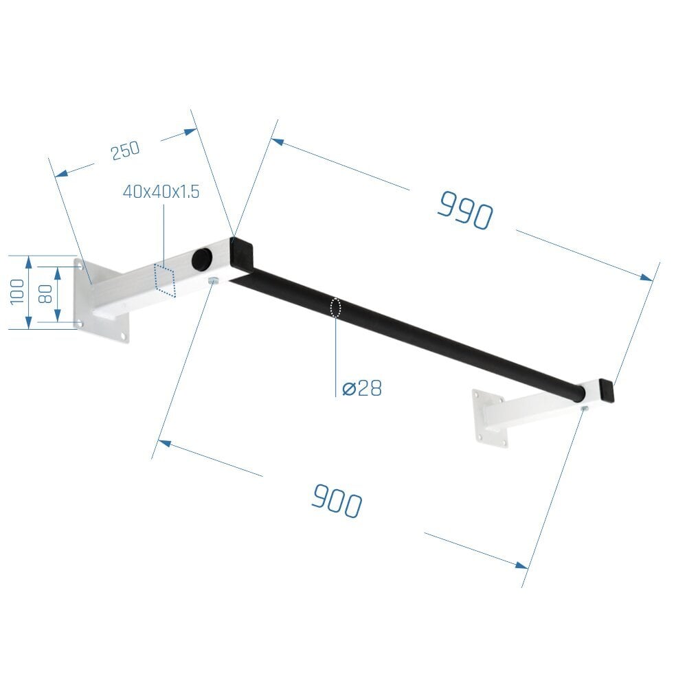 Prie sienos montuojamas skersinis Sanro LM-2, iki 150kg, baltas/juodas kaina ir informacija | Skersiniai | pigu.lt