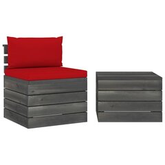 Sodo komplektas iš palečių su pagalvėlėmis, 2 dalių, raudonas цена и информация | Комплекты уличной мебели | pigu.lt