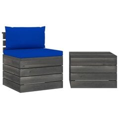 Sodo komplektas iš palečių su pagalvėlėmis, 2 dalių, mėlynas kaina ir informacija | Lauko baldų komplektai | pigu.lt