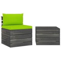 Sodo komplektas iš palečių su pagalvėlėmis, 2 dalių, žalias цена и информация | Комплекты уличной мебели | pigu.lt