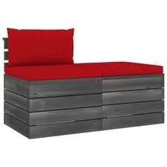 Sodo komplektas iš palečių su pagalvėlėmis, 2 dalių, raudonas kaina ir informacija | Lauko baldų komplektai | pigu.lt