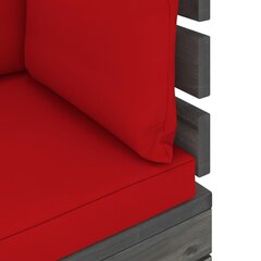Sodo komplektas iš palečių su pagalvėlėmis, 6 dalių, raudonas цена и информация | Комплекты уличной мебели | pigu.lt