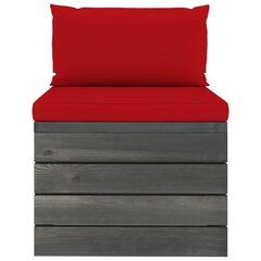 Sodo komplektas iš palečių su pagalvėlėmis, 9 dalių, raudonas цена и информация | Комплекты уличной мебели | pigu.lt