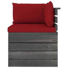 Sodo komplektas iš palečių su pagalvėlėmis, 9 dalių, raudonas цена и информация | Комплекты уличной мебели | pigu.lt