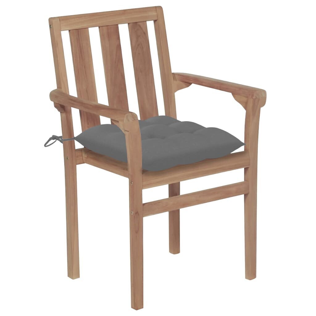Sodo kėdės su pilkomis pagalvėlėmis, 2 vnt, rudos цена и информация | Lauko kėdės, foteliai, pufai | pigu.lt