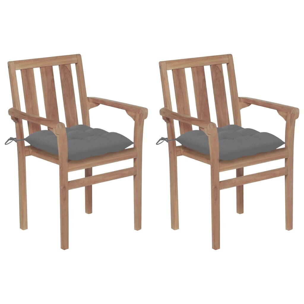 Sodo kėdės su pilkomis pagalvėlėmis, 2 vnt, rudos цена и информация | Lauko kėdės, foteliai, pufai | pigu.lt