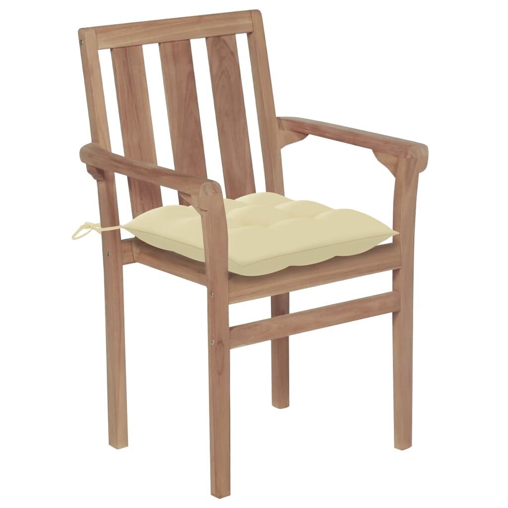 Sodo kėdės su kreminėmis pagalvėlėmis, 2 vnt, rudos цена и информация | Lauko kėdės, foteliai, pufai | pigu.lt