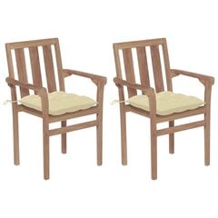 Sodo kėdės su kreminėmis pagalvėlėmis, 2 vnt, rudos kaina ir informacija | Lauko kėdės, foteliai, pufai | pigu.lt