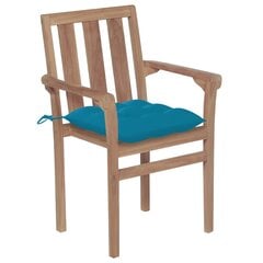 Sodo kėdės su šviesiai mėlynomis pagalvėlėmis, 2 vnt, rudos цена и информация | Садовые стулья, кресла, пуфы | pigu.lt