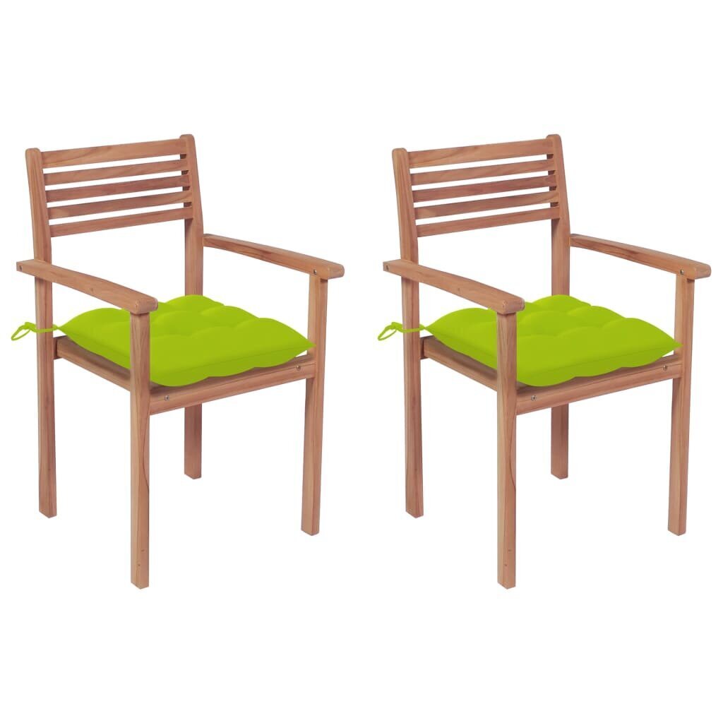 Sodo kėdės su pagalvėlėmis, 2 vnt, žalios цена и информация | Lauko kėdės, foteliai, pufai | pigu.lt