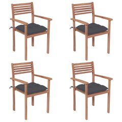 Sodo kėdės su pagalvėlėmis, 4 vnt, pilkos kaina ir informacija | Lauko kėdės, foteliai, pufai | pigu.lt