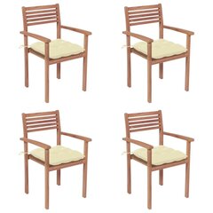 Sodo kėdės su pagalvėlėmis, 4 vnt, smėlio kaina ir informacija | Lauko kėdės, foteliai, pufai | pigu.lt