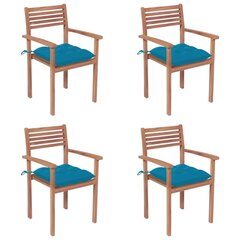 Sodo kėdės su pagalvėlėmis, 4 vnt, mėlynos kaina ir informacija | Lauko kėdės, foteliai, pufai | pigu.lt