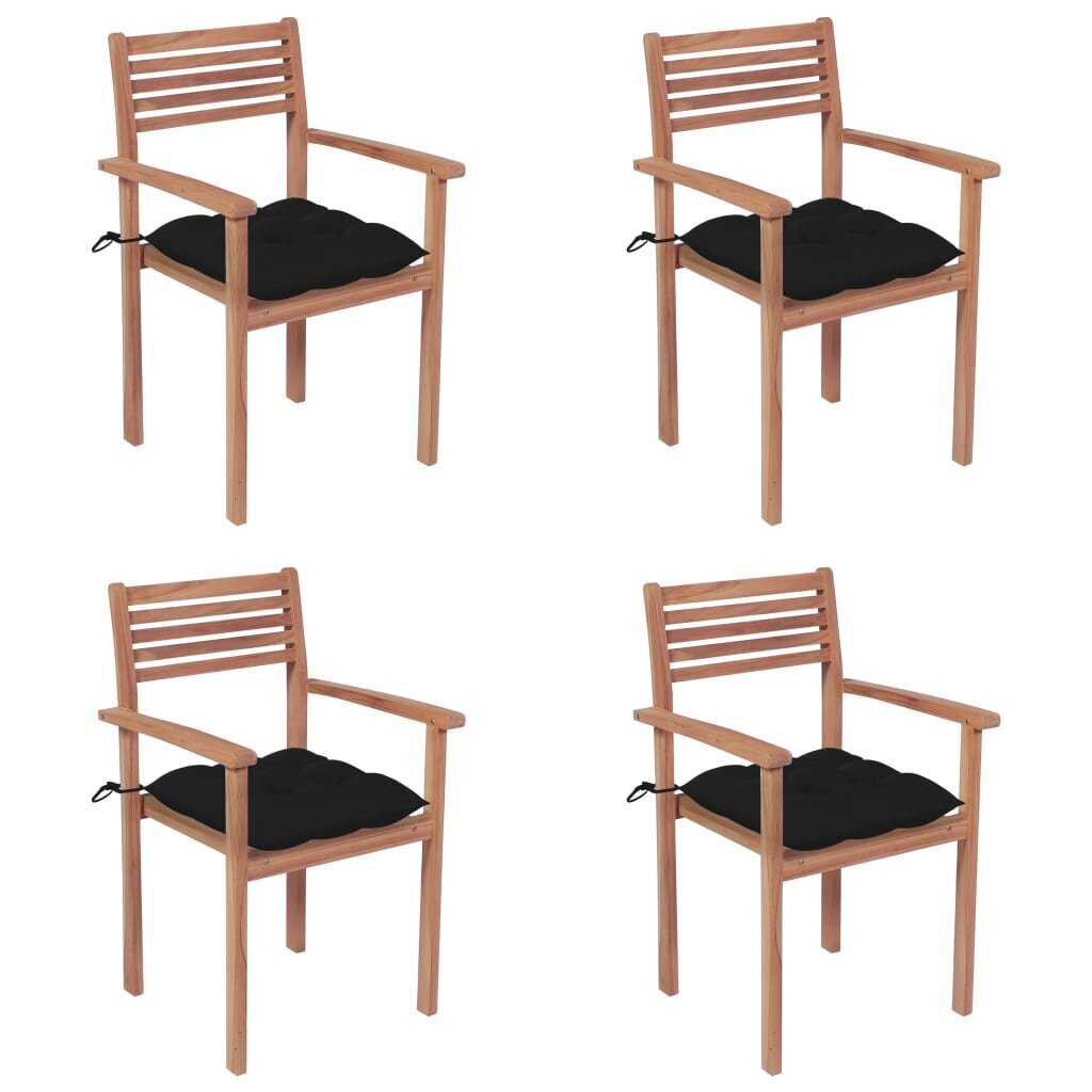 Sodo kėdės su pagalvėlėmis, 4 vnt, juodos kaina ir informacija | Lauko kėdės, foteliai, pufai | pigu.lt
