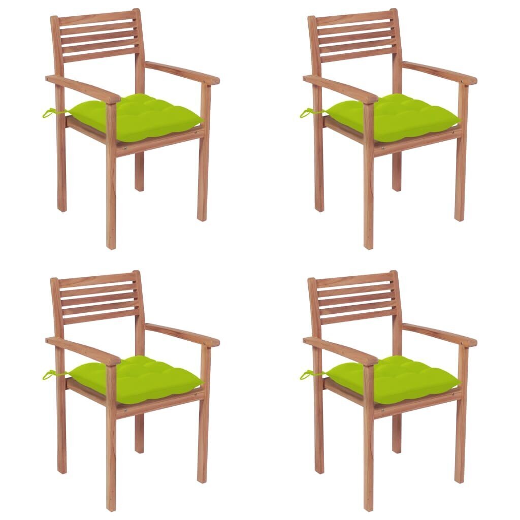 Sodo kėdės su pagalvėlėmis, 4 vnt, žalios kaina ir informacija | Lauko kėdės, foteliai, pufai | pigu.lt