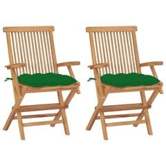 Sodo kėdės su žaliomis pagalvėlėmis, 2 vnt, rudos цена и информация | Садовые стулья, кресла, пуфы | pigu.lt