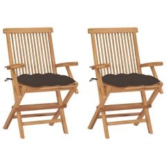 Sodo kėdės su taupe spalvos pagalvėlėmis, 2 vnt, rudos kaina ir informacija | Lauko kėdės, foteliai, pufai | pigu.lt
