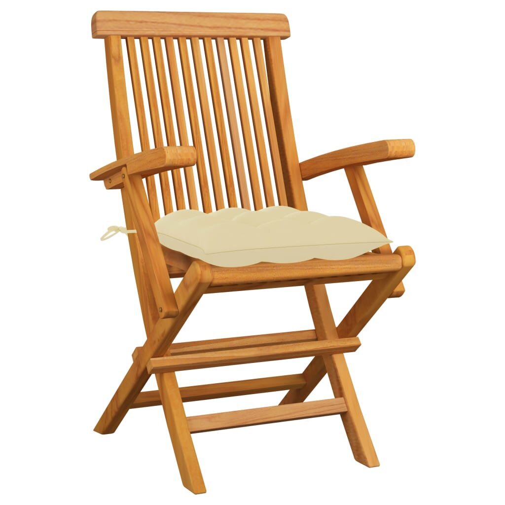 Sodo kėdės su kreminėmis pagalvėmis, 3vnt. kaina ir informacija | Lauko kėdės, foteliai, pufai | pigu.lt