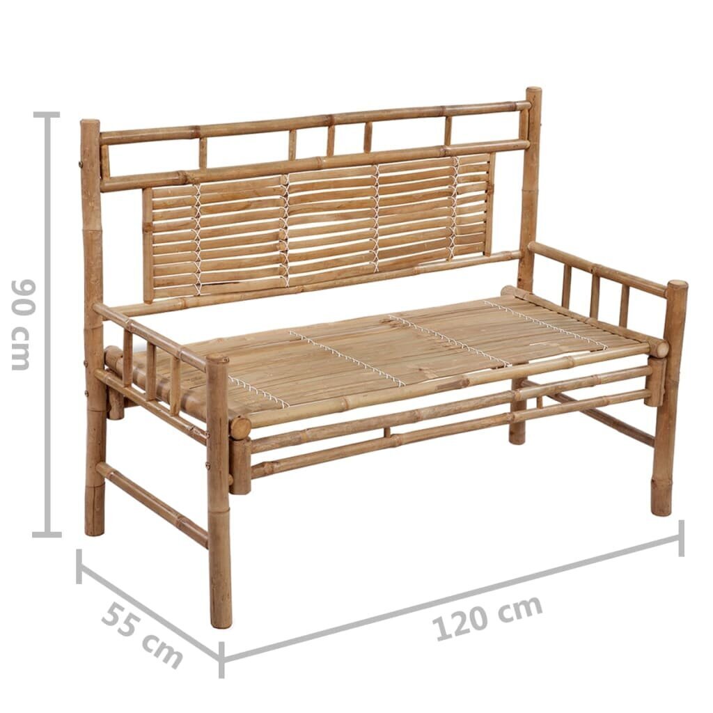 Sodo suoliukas su pagalvėle, 120 cm, rudas kaina ir informacija | Lauko suolai | pigu.lt