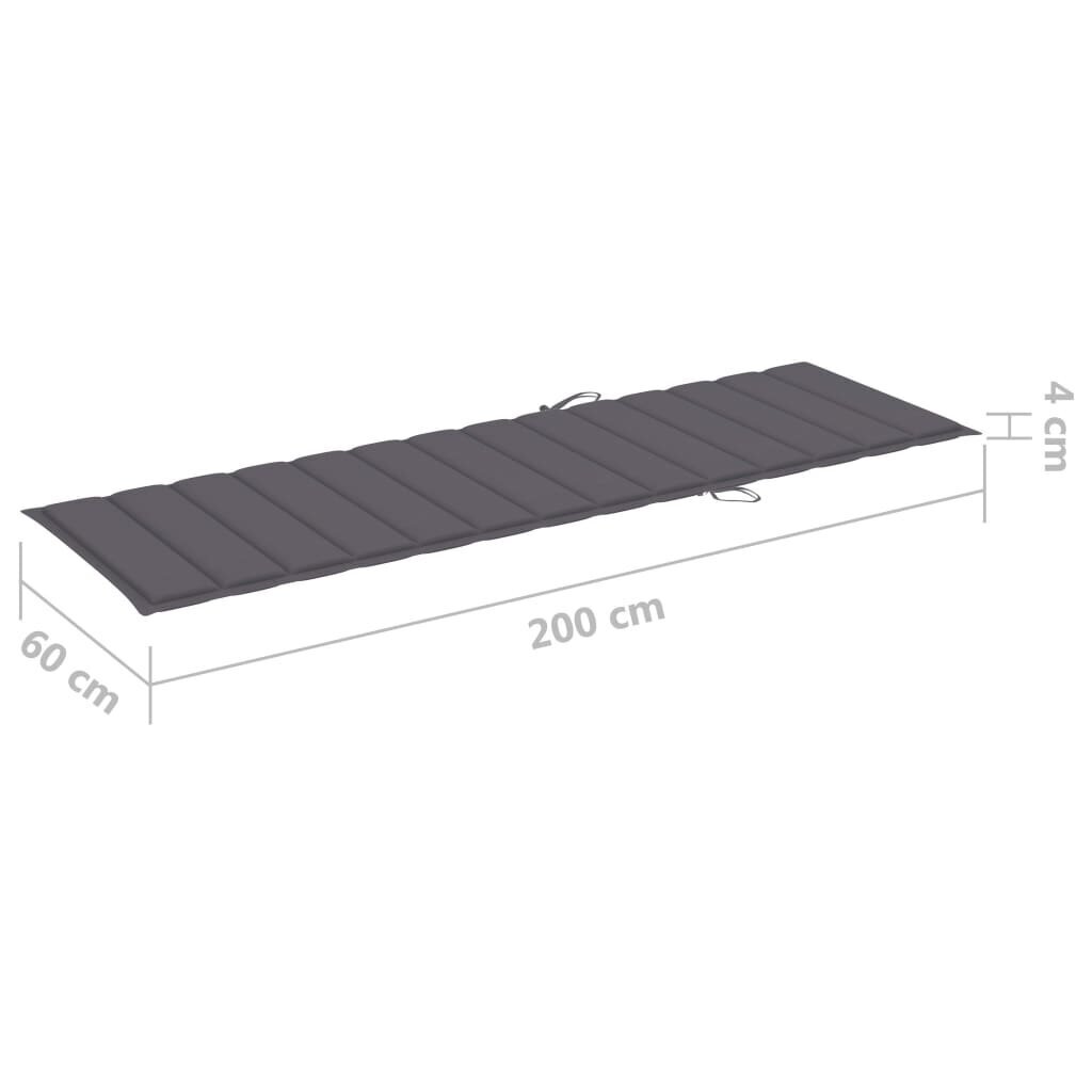 Saulės gulto čiužinukas, 200x60x4 cm, pilkas kaina ir informacija | Pagalvės, užvalkalai, apsaugos | pigu.lt