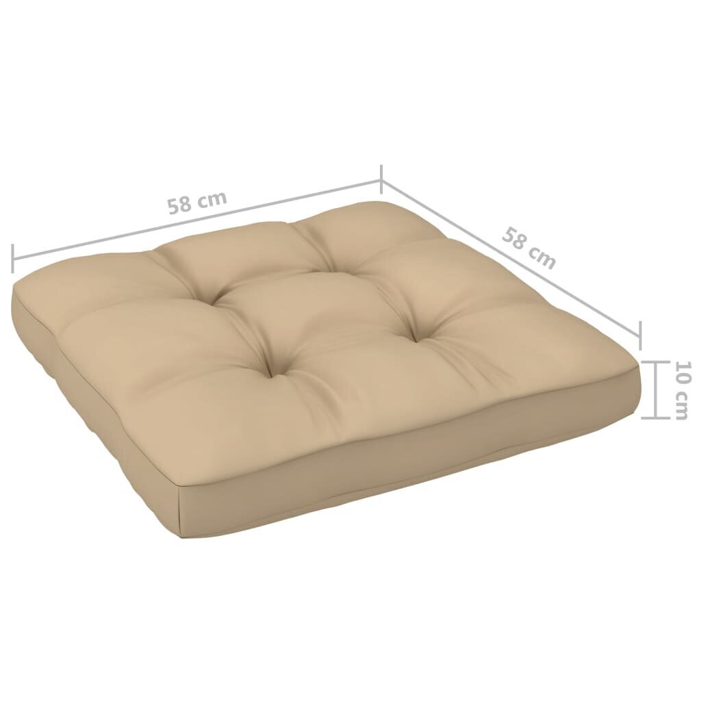 Pagalvė sofai iš palečių, 58x58x10 cm, smėlio kaina ir informacija | Pagalvės, užvalkalai, apsaugos | pigu.lt