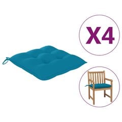 Kėdės pagalvėlės, 4vnt., 50x50x7 cm, šviesiai mėlynos kaina ir informacija | Pagalvės, užvalkalai, apsaugos | pigu.lt
