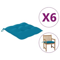 Kėdės pagalvėlės, 6vnt., 50x50x7 cm, šviesiai mėlynos цена и информация | Подушки, наволочки, чехлы | pigu.lt