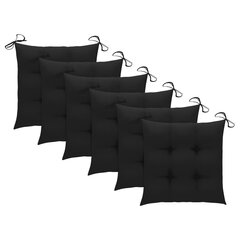 Kėdės pagalvėlės, 6vnt., 50x50x7 cm, juodos spalvos цена и информация | Подушки, наволочки, чехлы | pigu.lt