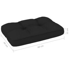 Pagalvė sofai iš palečių, 60x40x12 cm, juoda kaina ir informacija | Pagalvės, užvalkalai, apsaugos | pigu.lt