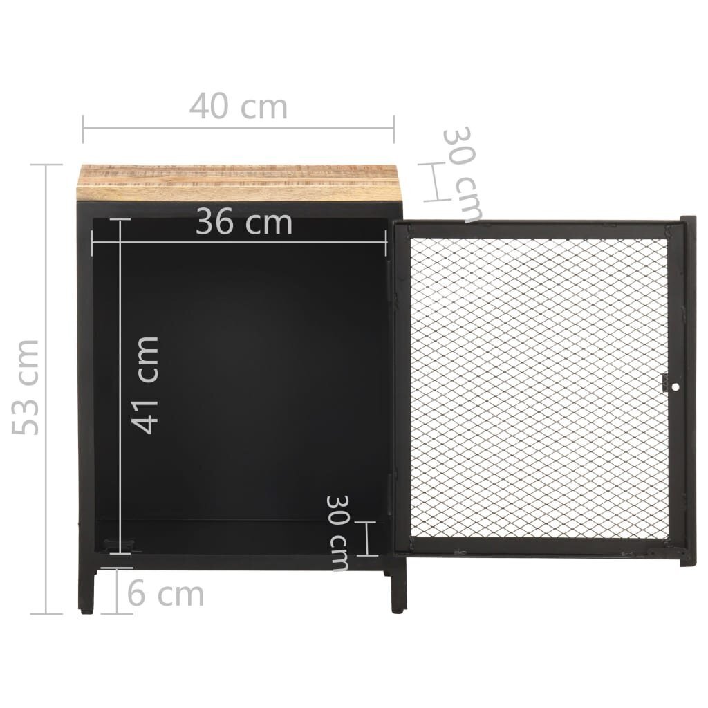 Naktinė spintelė, 40x30x53 cm, juoda kaina ir informacija | Spintelės prie lovos | pigu.lt