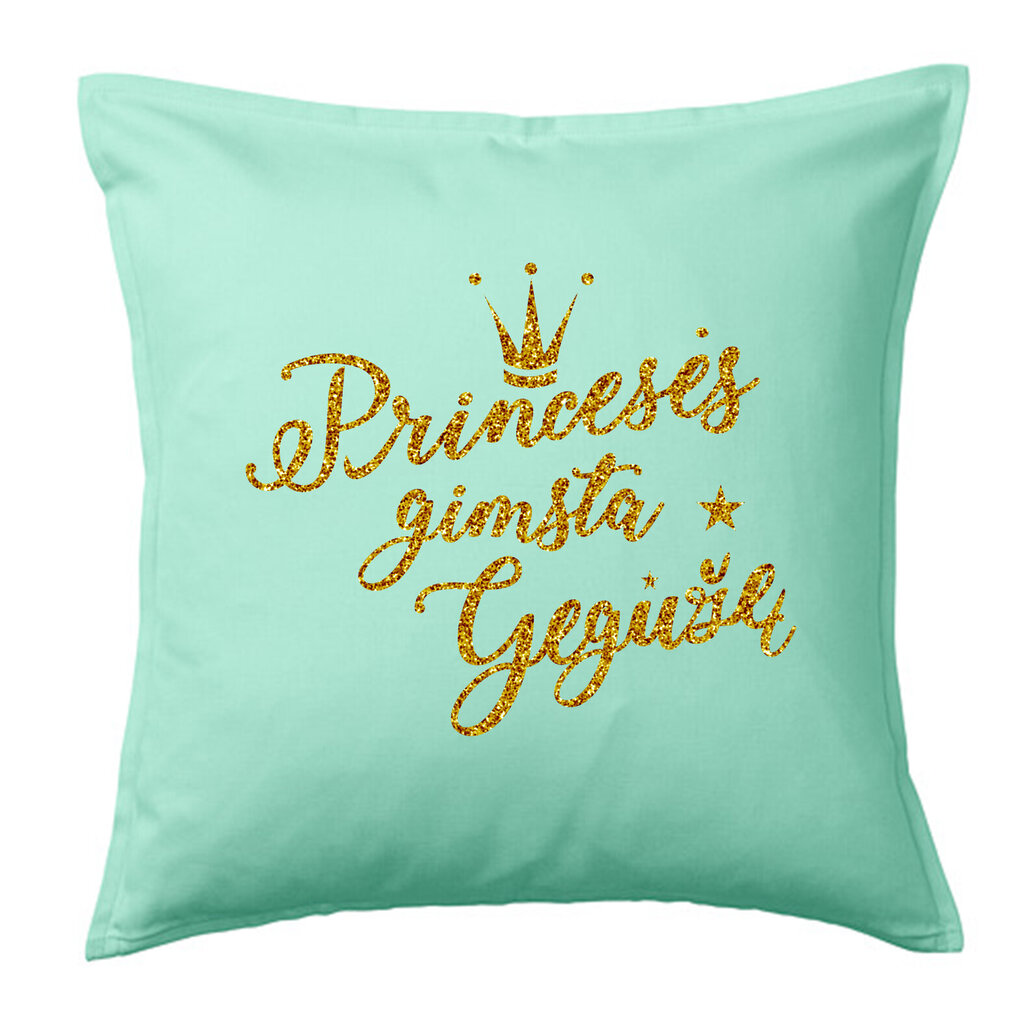 Dekoratyvinė pagalvėlė su blizgiu tekstu Princesės gimsta gegužę“, turkio kaina ir informacija | Originalios pagalvės, užvalkalai | pigu.lt