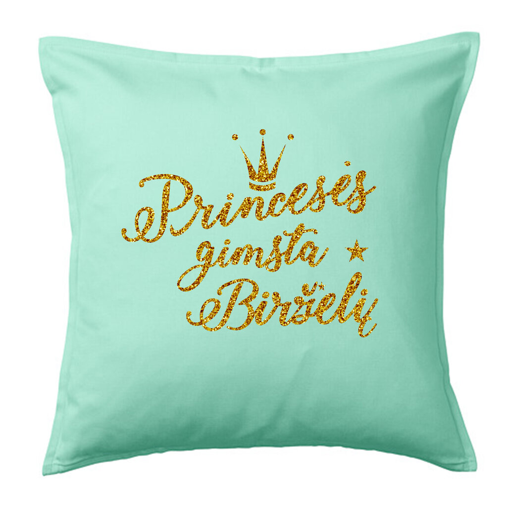 Dekoratyvinė pagalvėlė su blizgiu tekstu Princesės gimsta birželį“, turkio kaina ir informacija | Originalios pagalvės, užvalkalai | pigu.lt