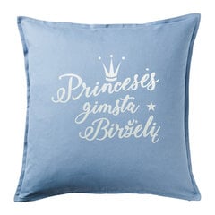 Vaikiška pagalvėlė su užrašu Princesės gimsta birželį“, žydra kaina ir informacija | Originalios pagalvės, užvalkalai | pigu.lt