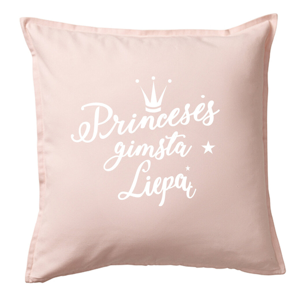 Vaikiška pagalvėlė su užrašu Princesės gimsta liepą“, rožinė kaina ir informacija | Originalios pagalvės, užvalkalai | pigu.lt
