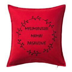 Dekoratyvinė pagalvė „Mylimiausiai mamai“, raudona. kaina ir informacija | Dekoratyvinės pagalvėlės ir užvalkalai | pigu.lt