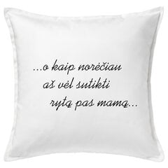 Originali pagalvė „Rytas pas mamą“, balta. цена и информация | Декоративные подушки и наволочки | pigu.lt