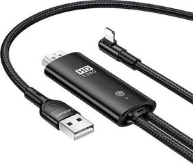 Laidas/perėjimas Lightning/HDMI + maitinimas USAMS, juodas (Input: Lightning / Output: HDMI + maitinimas) kaina ir informacija | Usams Kompiuterinė technika | pigu.lt