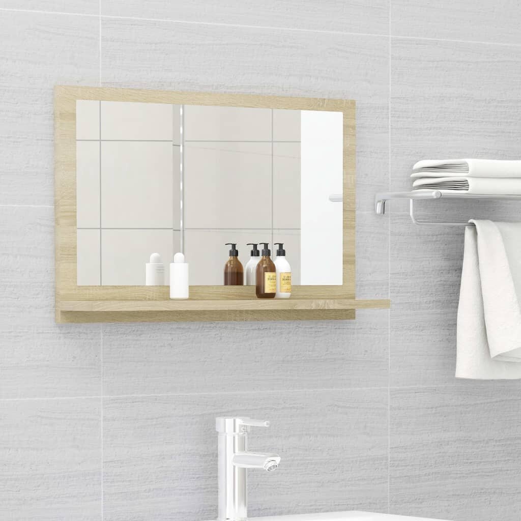 Vonios veidrodis, 60x10,5x37 cm, ąžuolo spalvos цена и информация | Vonios veidrodžiai | pigu.lt