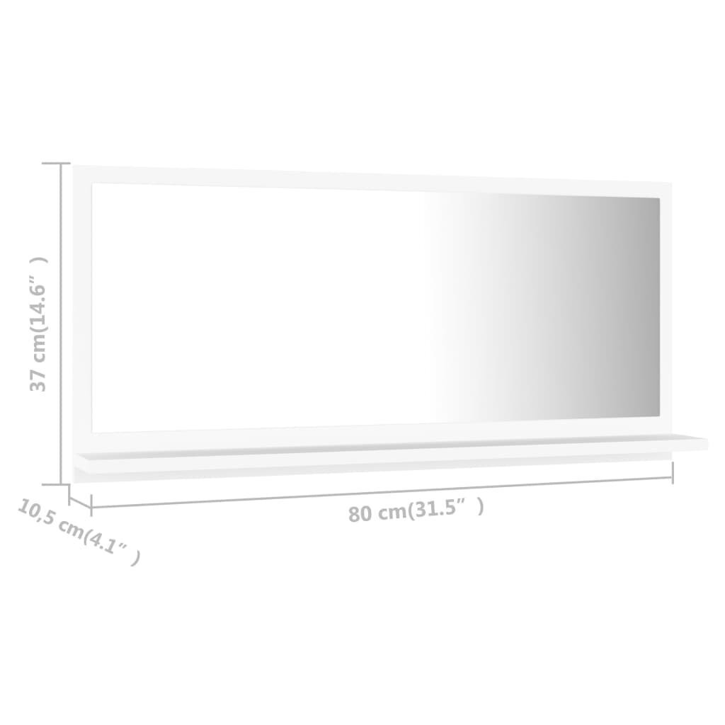 Vonios veidrodis, 80x10,5x37 cm, baltas kaina ir informacija | Vonios veidrodžiai | pigu.lt