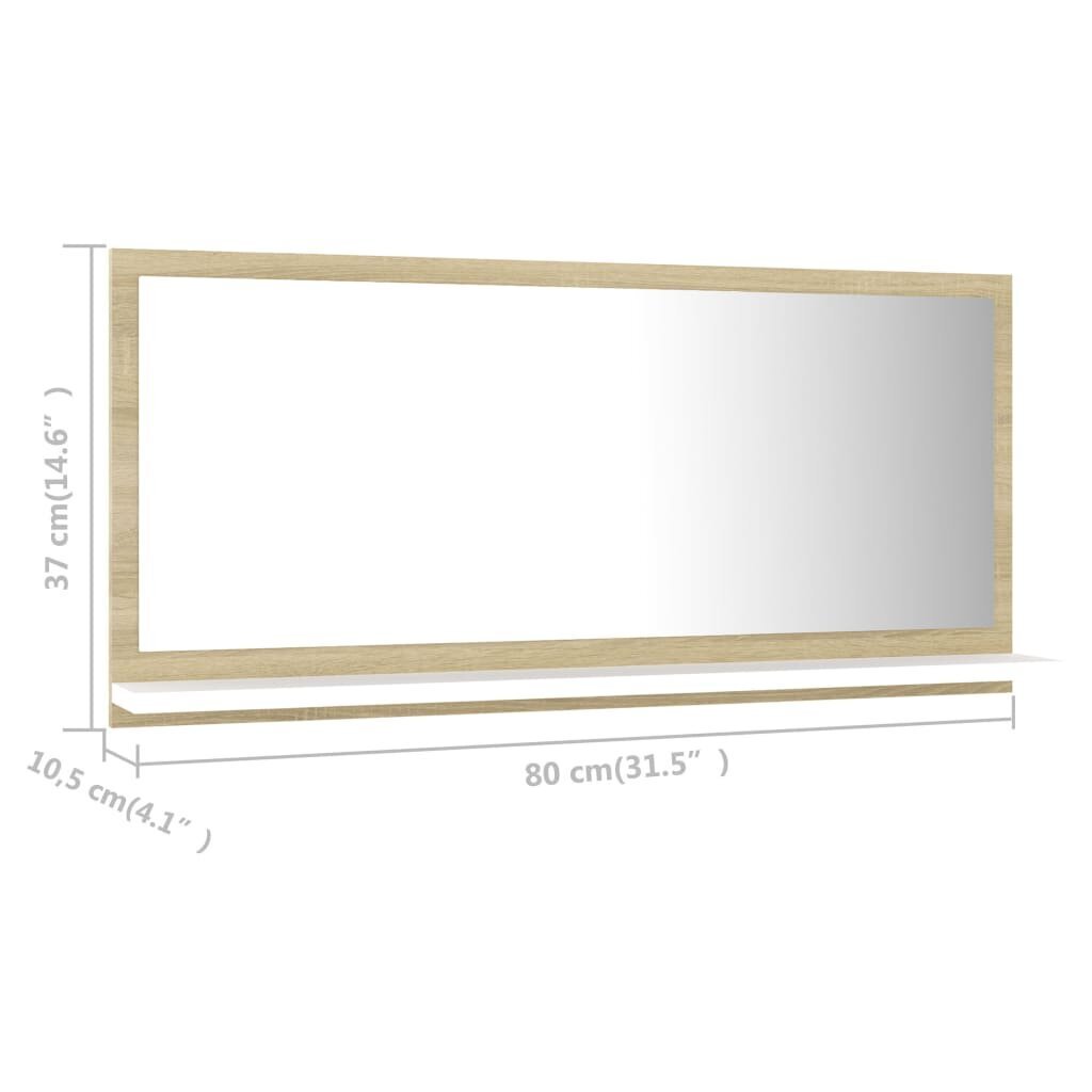 Vonios veidrodis, 80x10,5x37 cm, ąžuolo spalvos kaina ir informacija | Vonios veidrodžiai | pigu.lt