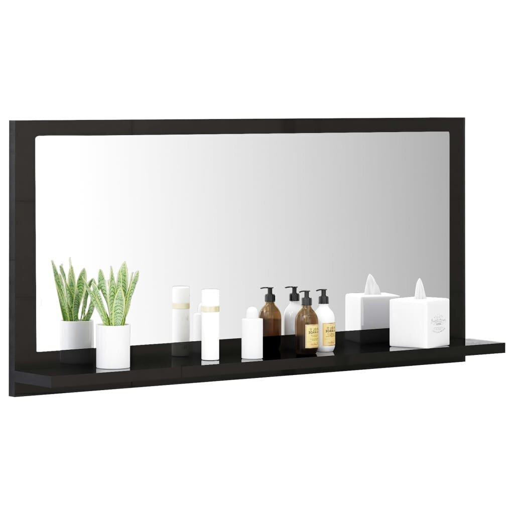 Vonios veidrodis, 80x10,5x37 cm, juodas blizgus цена и информация | Vonios veidrodžiai | pigu.lt